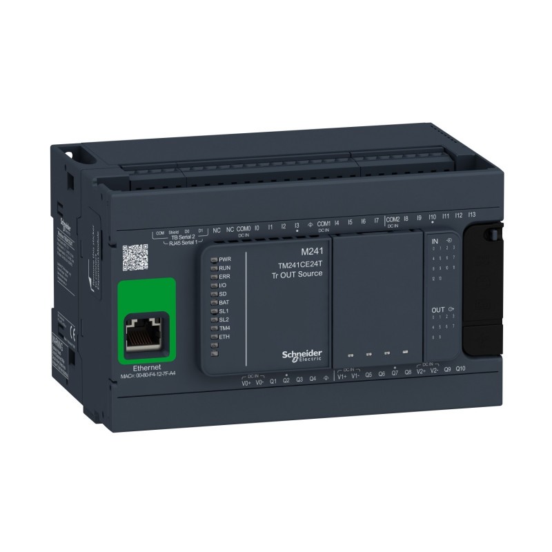 Automate Modicon M241 - Contrôleur 24 entrées/sorties - 24Vcc - PNP - Ethernet+2 série,