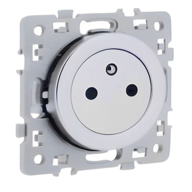 60439 EUR'OHM SQUARE Prise de courant 2P+T affleurante Silver