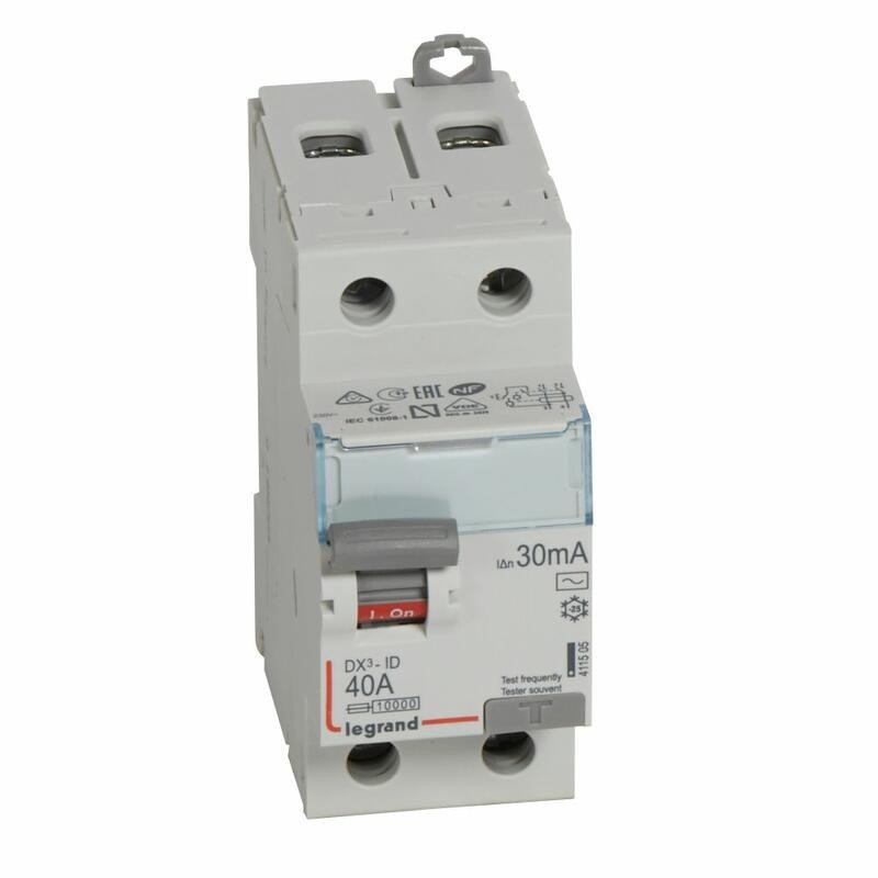 Interrupteur différentiel 40A type AC 30mA bipolaire - 2 modules - Bornes alignées