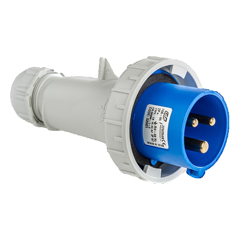 Fiche mobile male CEE mono 16A 2P+T - Étanchéité renforcée IP67 - IDE