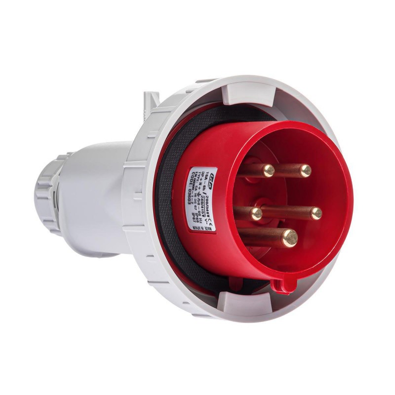 Fiche mobile male tétrapolaire 16A 3P+N+T 380V - 5 broches - Étanche IP67 - IDE